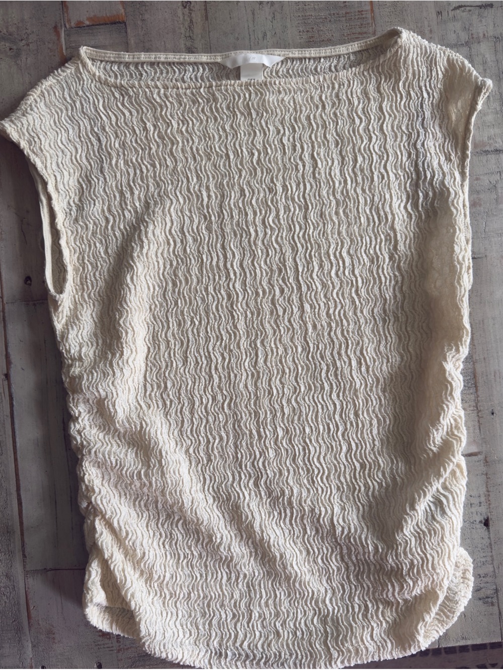 H&M Cream Textured Sleeveless Top